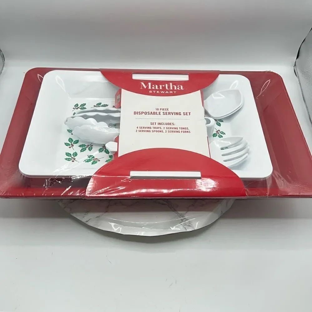 MARTHA STEWART Vintage Holiday Disposable Serving Set- 10 pieces NEW!